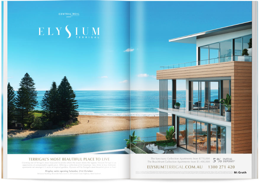 Elysium double page spread ad
